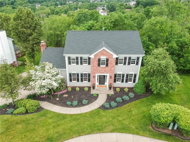 814 Graywyck Dr, Seven Fields Boro, PA 16046 - colonial inspired home with roof with shingles, a front yard, and brick siding