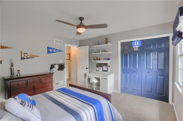 814 Graywyck Dr, Seven Fields Boro, PA 16046 - bedroom with carpet flooring, a closet, a ceiling fan, and baseboards