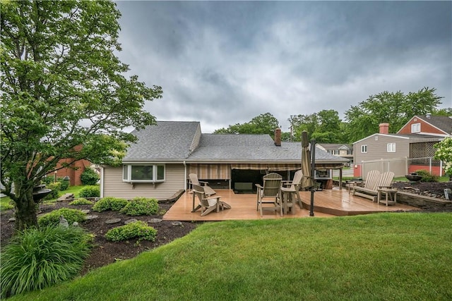 322 Franklin Dr, Peters Twp, PA 15241 - rear view of house with a deck, a chimney, and roof with shingles