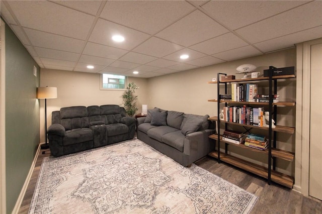 10 Claireview Dr, Scott Twp Sal, PA 15106 - living room featuring wood finished floors, recessed lighting, a paneled ceiling, and baseboards