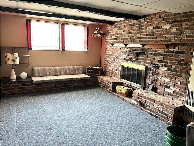 501 Clarendon St, Ohara, PA 15238 - living area with carpet floors and a fireplace