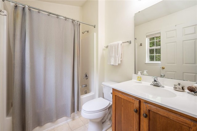 113 Unity Sq, Unity Twp, PA 15601 - full bathroom with shower / bath combination with curtain, vanity, tile patterned floors, and toilet