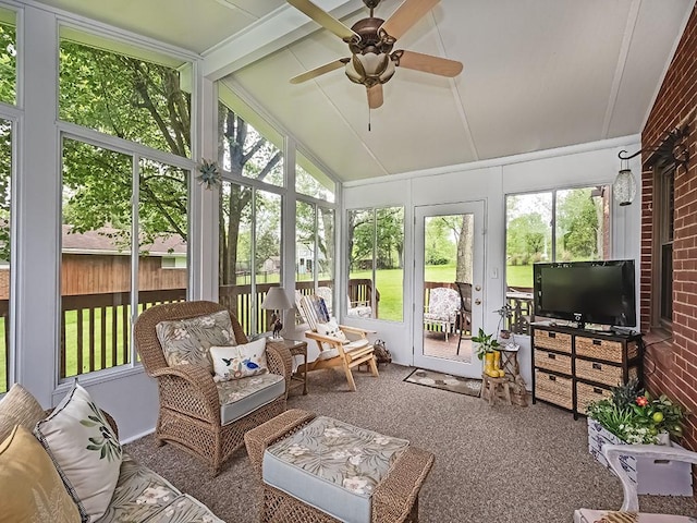 118 Judith Dr, Peters Twp, PA 15367 - sunroom featuring lofted ceiling, healthy amount of natural light, ceiling fan, and french doors