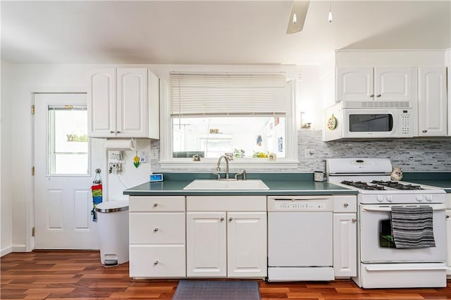 2216 Keystone Ave, Hempfield Twp Wml, PA 15601 - kitchen featuring white appliances, a sink, white cabinetry, and plenty of natural light