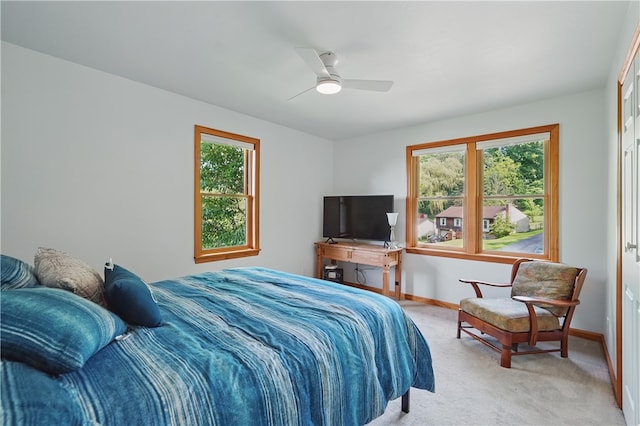 235 Valley Circle Dr, Speers Boro, PA 15022 - bedroom featuring light carpet, baseboards, and ceiling fan