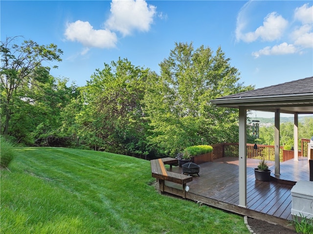 235 Valley Circle Dr, Speers Boro, PA 15022 - view of green lawn featuring a wooden deck