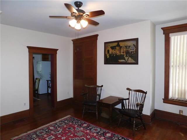 309 Mooney Ridge Rd, Waynsbrg/Frankln Twp, PA 15370 - sitting room with wood finished floors, ceiling fan, and baseboards