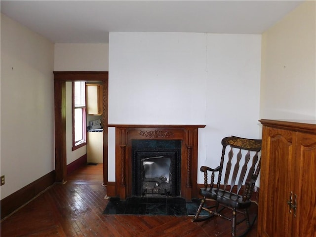309 Mooney Ridge Rd, Waynsbrg/Frankln Twp, PA 15370 - sitting room with hardwood / wood-style floors, baseboards, and a fireplace