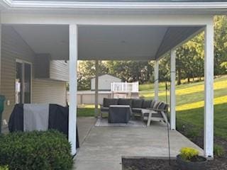 142 Poorbaugh Rd, Bullskin Twp, PA 15425 - view of patio / terrace featuring an outdoor hangout area