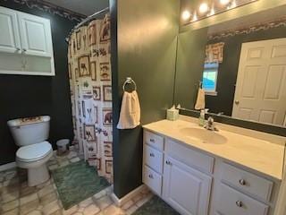 142 Poorbaugh Rd, Bullskin Twp, PA 15425 - full bath with vanity, toilet, and a shower with curtain