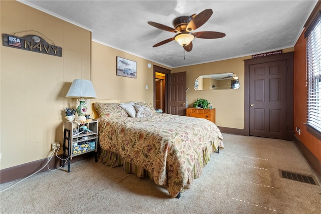 800 Romine Ave, Port Vue, PA 15133 - carpeted bedroom with ornamental molding, ceiling fan, and baseboards
