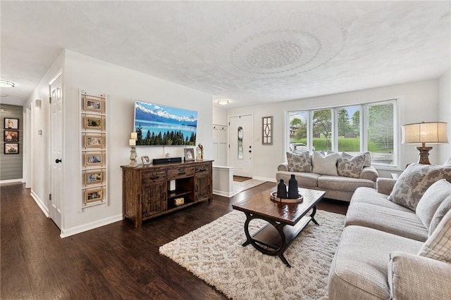 1703 Barry Dr, North Huntingdon, PA 15642 - living room with baseboards and dark wood-style floors