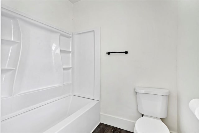 2 Elmont St, Crafton Heights, PA 15205 - bathroom featuring baseboards, toilet, wood finished floors, and  shower combination