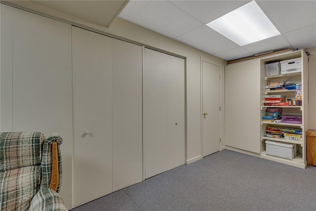117 Bayberry Ln, Cranberry Twp, PA 16066 - basement with light colored carpet and a drop ceiling