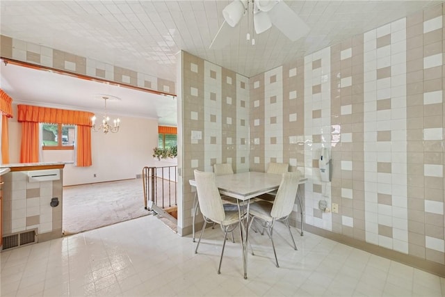 1341 Foxboro Dr, Monroeville, PA 15146 - dining area featuring ceiling fan and a chandelier