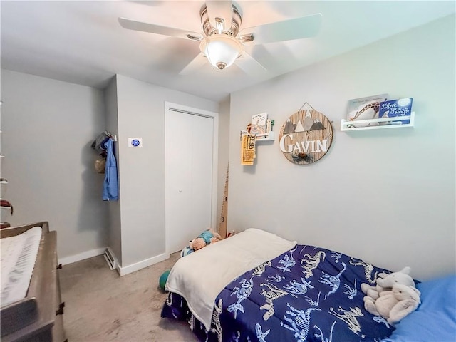 2787 Queensboro Ave, Baldwin Twp, PA 15226 - carpeted bedroom with a ceiling fan, baseboards, and a closet