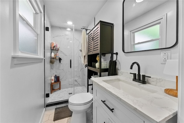 2406 Rolling Farms Rd, Shaler, PA 15116 - full bathroom featuring toilet, vanity, a marble finish shower, and recessed lighting