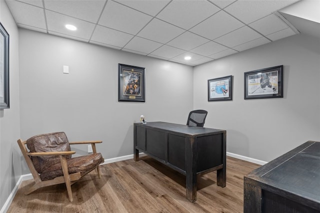809 Timber Trl, Collier Twp, PA 15071 - office with a paneled ceiling, wood finished floors, baseboards, and recessed lighting