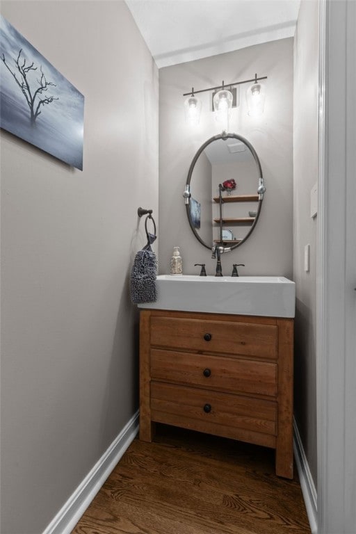 809 Timber Trl, Collier Twp, PA 15071 - bathroom featuring vanity, wood finished floors, and baseboards
