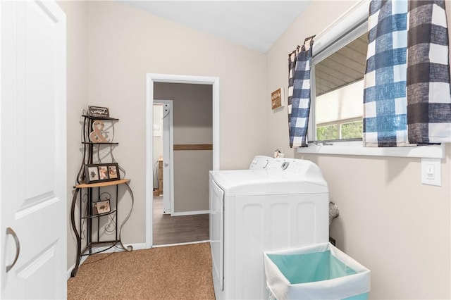 507 Moss Ln, Pymatuning Twp, PA 16125 - laundry area featuring washer / dryer, carpet, and baseboards