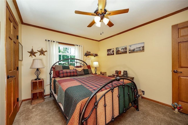 214 Fullingmill Rd, Jefferson Twp Mer, PA 16137 - bedroom featuring carpet floors, baseboards, ornamental molding, and a ceiling fan