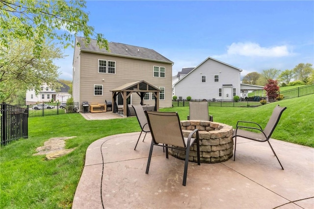 108 General Ct, Jackson Twp But, PA 16063 - view of patio / terrace with a gazebo, a fire pit, and grilling area