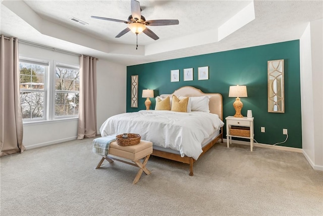 108 General Ct, Jackson Twp But, PA 16063 - bedroom with a raised ceiling, light carpet, baseboards, and a ceiling fan