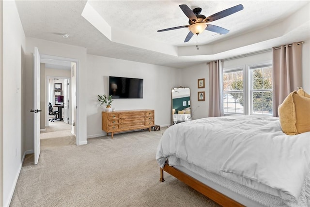 108 General Ct, Jackson Twp But, PA 16063 - bedroom with a raised ceiling, carpet, baseboards, a textured ceiling, and a ceiling fan
