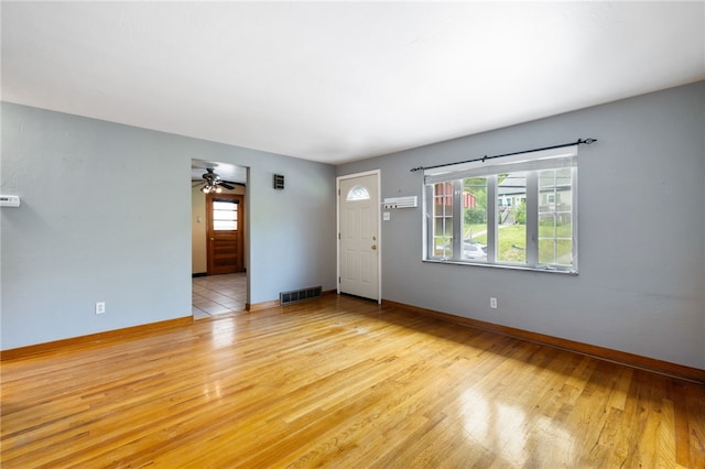 1624 Rockford Ave, Brookline, PA 15226 - unfurnished living room featuring light wood finished floors, a ceiling fan, and baseboards