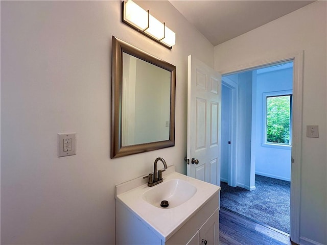 1218 Finch St, New Castle/4Th, PA 16101 - bathroom featuring vanity, baseboards, and wood finished floors