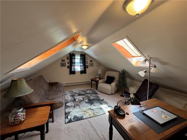 1172 Oak St, Indiana Boro Ind, PA 15701 - bonus room featuring a skylight, baseboard heating, carpet, and lofted ceiling