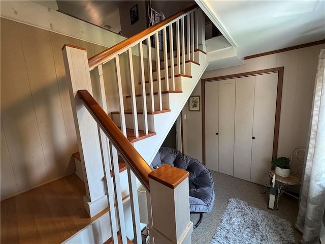 1172 Oak St, Indiana Boro Ind, PA 15701 - staircase featuring crown molding and a decorative wall