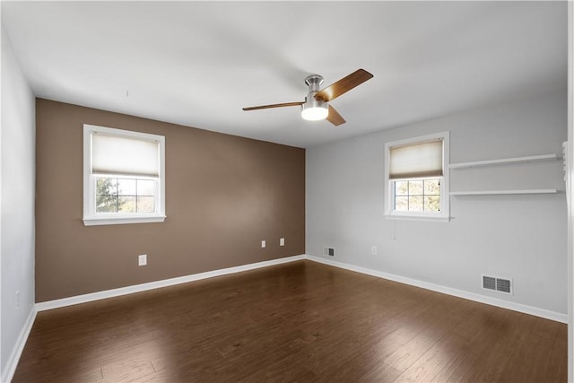 1299 Oakridge Rd, South Fayette, PA 15057 - spare room featuring a ceiling fan, dark wood finished floors, and baseboards