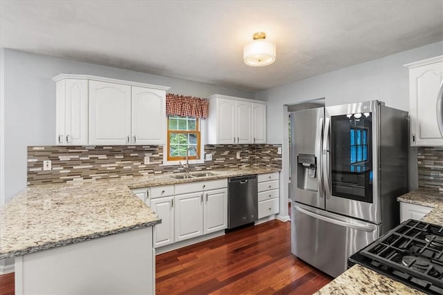 260 Fox Meadow Dr, Pine Twp Nal, PA 15090 - kitchen with a sink, stainless steel appliances, dark wood finished floors, and white cabinets