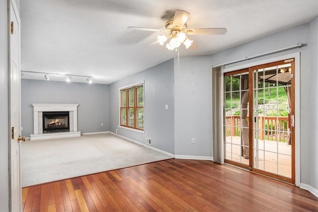 260 Fox Meadow Dr, Pine Twp Nal, PA 15090 - unfurnished living room with hardwood / wood-style flooring, plenty of natural light, and ceiling fan