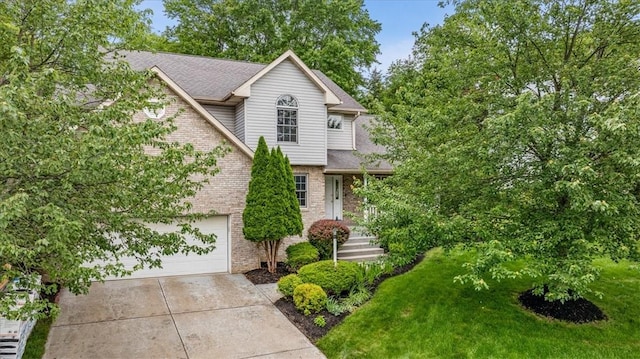 260 Fox Meadow Dr, Pine Twp Nal, PA 15090 - view of front of property with concrete driveway, brick siding, a front yard, and an attached garage