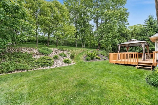 260 Fox Meadow Dr, Pine Twp Nal, PA 15090 - view of green lawn featuring a gazebo and a deck