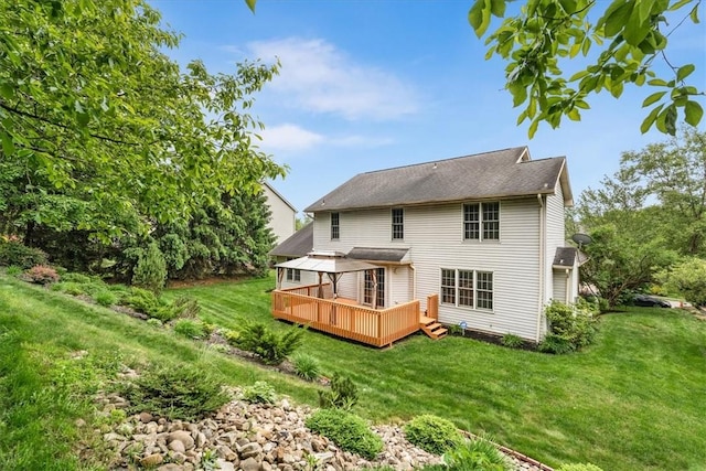 260 Fox Meadow Dr, Pine Twp Nal, PA 15090 - rear view of house featuring a wooden deck and a yard
