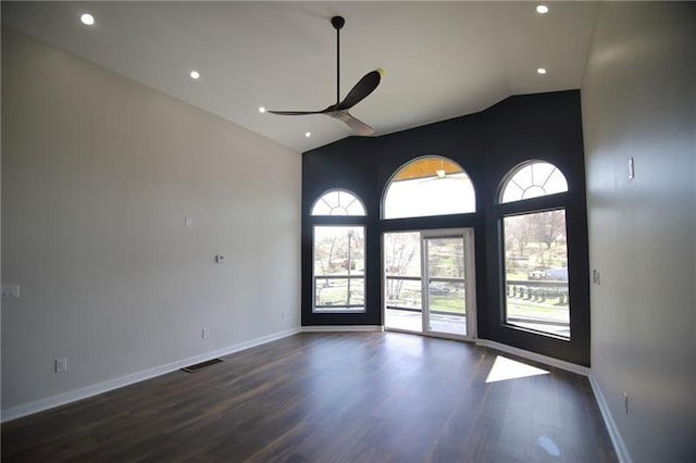 2040 Constitution Blvd, Elizabeth Twp/Boro, PA 15135 - spare room with healthy amount of natural light, a ceiling fan, vaulted ceiling, wood finished floors, and recessed lighting