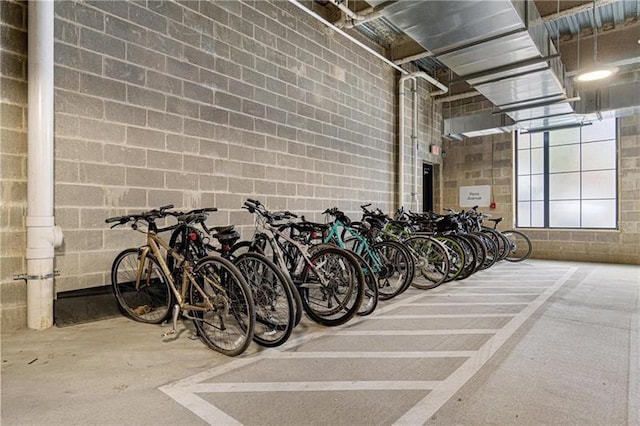 2635 Penn Ave Unit 203, Downtown Pgh, PA 15222 - garage featuring concrete block wall and bike storage