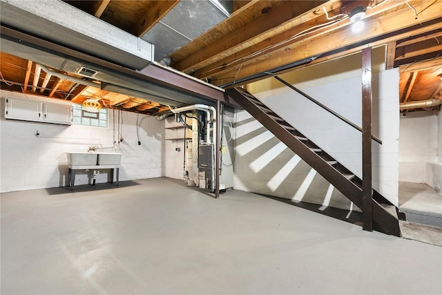 662 Huntington Dr, Cranberry Twp, PA 16066 - basement featuring stairs and heating unit