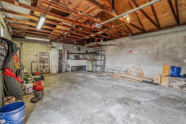306 Meadow Ave, Charleroi Boro, PA 15022 - garage with concrete block wall