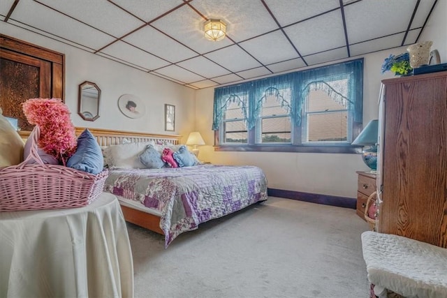 306 Meadow Ave, Charleroi Boro, PA 15022 - bedroom featuring a paneled ceiling, carpet, and baseboards