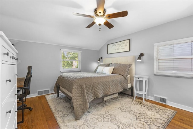 752 Washington, Ross Twp, PA 15229 - bedroom with vaulted ceiling, wood finished floors, ceiling fan, and baseboards