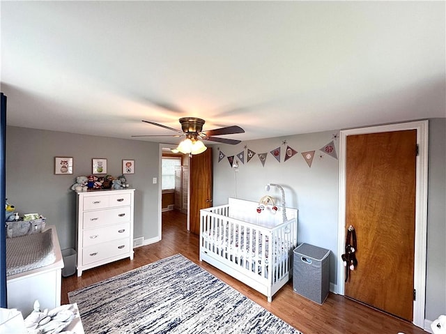 104 Kenneth Ave, Neshannock Twp, PA 16105 - bedroom with wood finished floors, ceiling fan, and baseboards