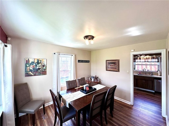 104 Kenneth Ave, Neshannock Twp, PA 16105 - dining room with dark wood-type flooring and baseboards