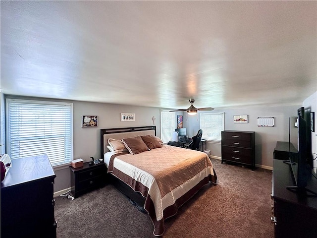 104 Kenneth Ave, Neshannock Twp, PA 16105 - bedroom featuring a desk, dark colored carpet, ceiling fan, and baseboards