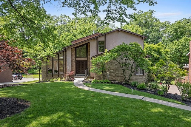 1648 Little Meadow Rd, Upper St Clair, PA 15241 - mid-century home with a front yard and stucco siding