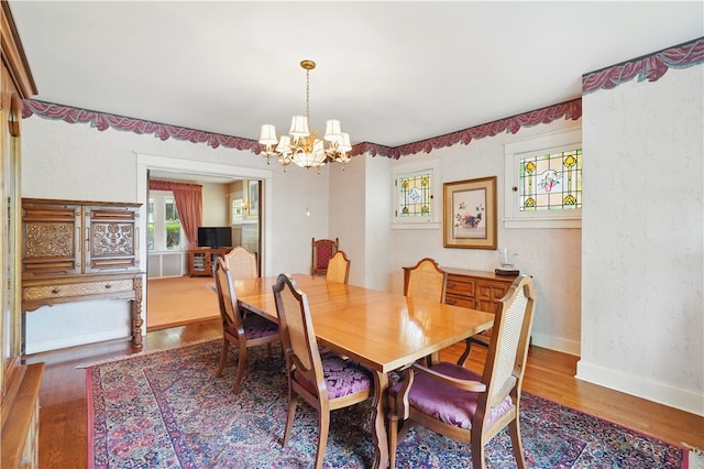 1150 Morningside Ave, Morningside, PA 15206 - dining area featuring a chandelier, wood finished floors, and baseboards