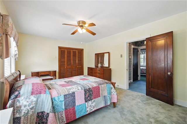 1150 Morningside Ave, Morningside, PA 15206 - carpeted bedroom with multiple windows, a closet, ceiling fan, and baseboards